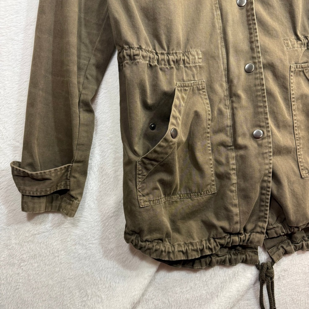 Velvet Graham Spencer M Olive Green Utility Anorak Jacket Hooded Drawstring Fall - Picture 3 of 10